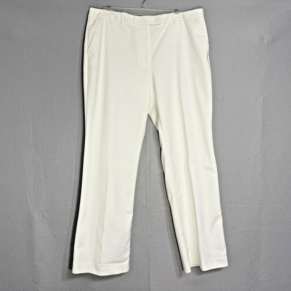 Tommy Hilfiger Womens Trousers Size 16 Ivory Pockets Belt Loops Wide Leg Classic - Picture 1 of 8